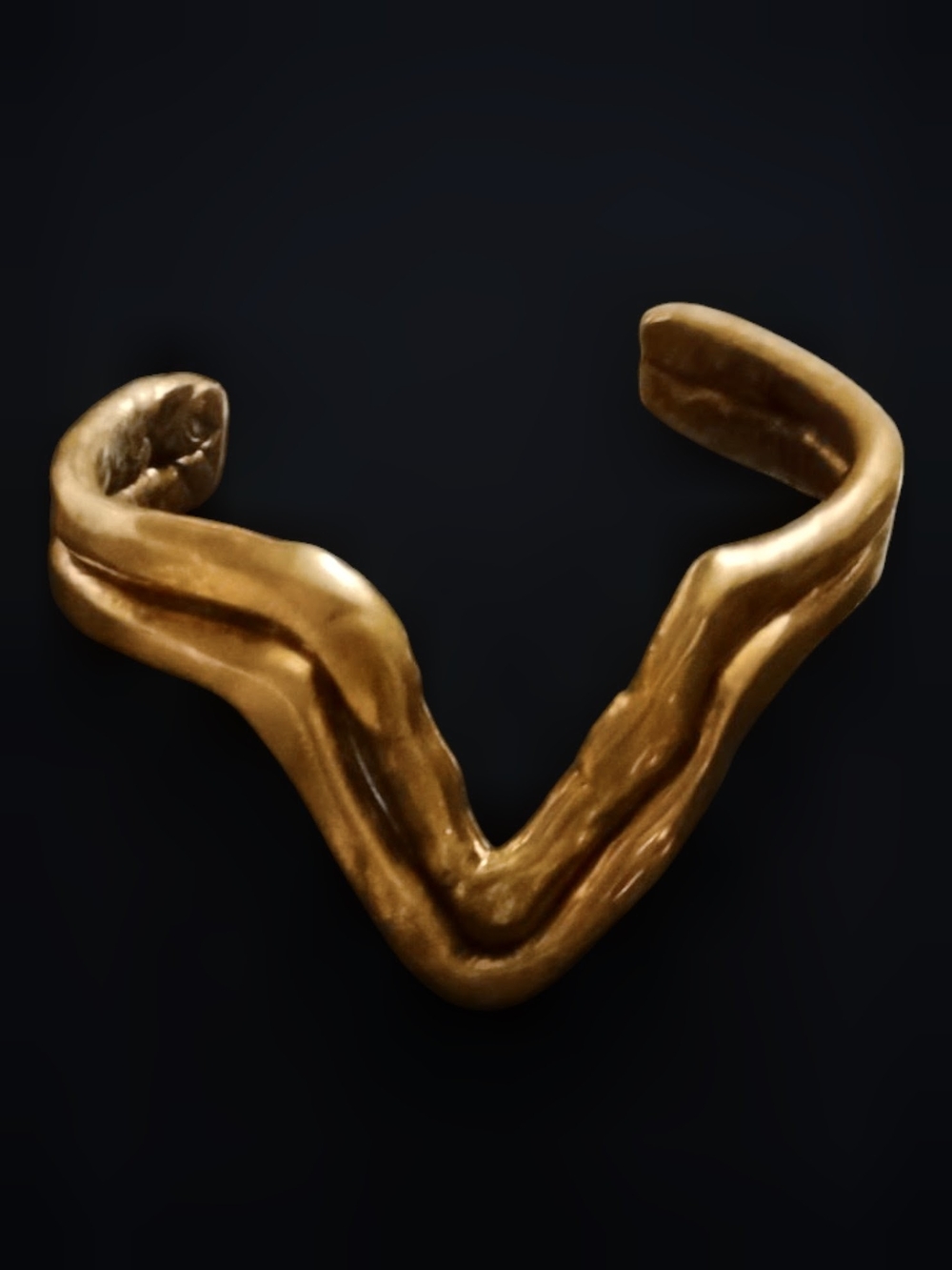 Sculptural Gold Tone V-Accent Cuff Bracelet - Picture 2 of 10